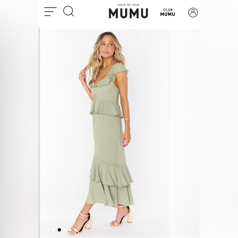 Show Me Your MuMu Sage Green Ruffle Wedding Dress